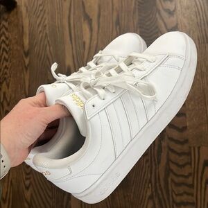 Adidas White and Gold Sneakers